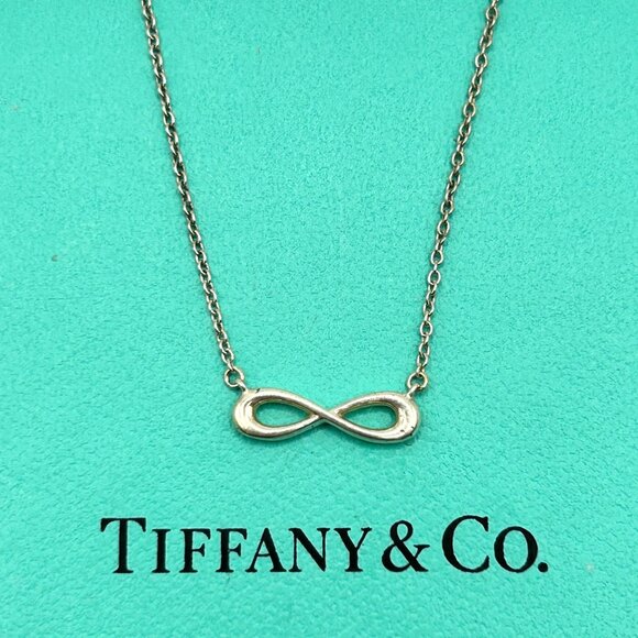 Tiffany & Co Sterling AG925 Silver Mini Infinity Pendant Necklace 17.5" - Picture 1 of 5